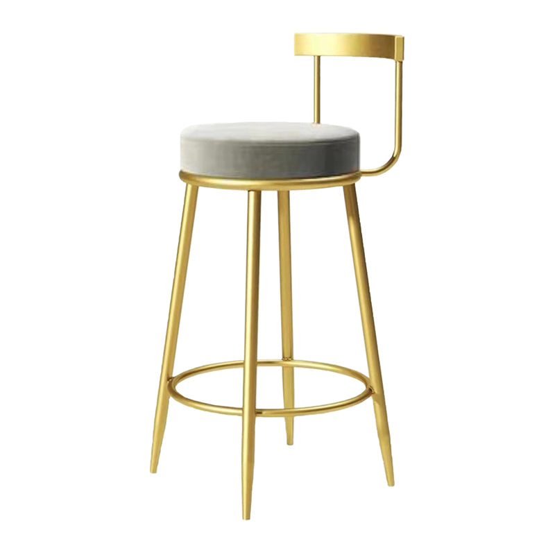 Modern Armless Backrest Counter Stool Iron Bedroom Bar Stool with Cushion Light Gray 1 Piece Clearhalo 'Bar Furniture' 'Bar Stools' 'bar_stools' 'furn' 'furn_bar_stools' 'furniture_bar_stools' 'Kitchen & Dining Furniture' 'kitchen&dining_furn' 'kitchen' 'kitchen_furn' Furniture' 4545358