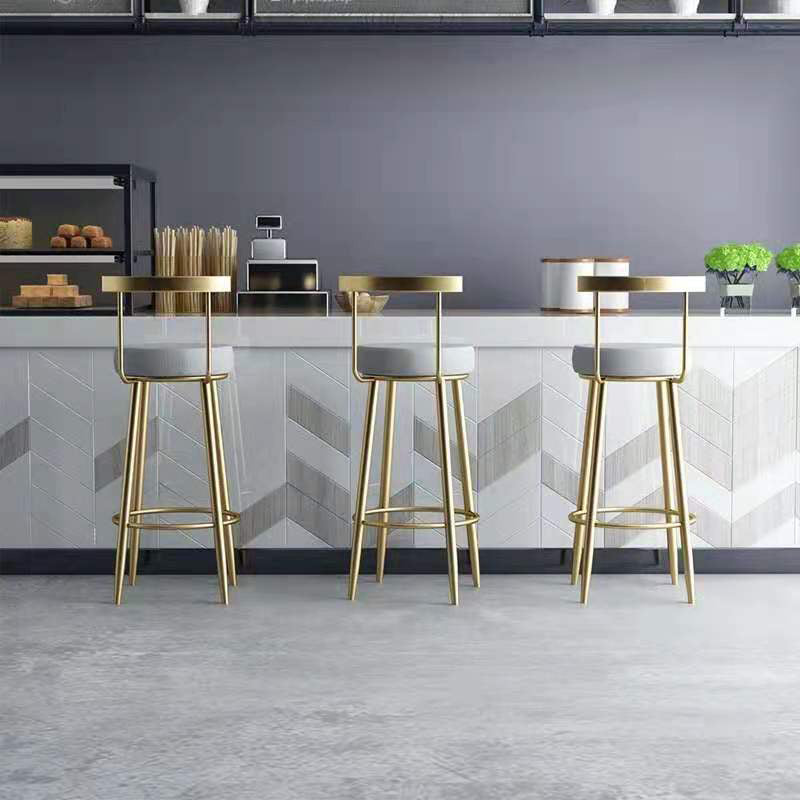 Modern Armless Backrest Counter Stool Iron Bedroom Bar Stool with Cushion Clearhalo 'Bar Furniture' 'Bar Stools' 'bar_stools' 'furn' 'furn_bar_stools' 'furniture_bar_stools' 'Kitchen & Dining Furniture' 'kitchen&dining_furn' 'kitchen' 'kitchen_furn' Furniture' 4545359