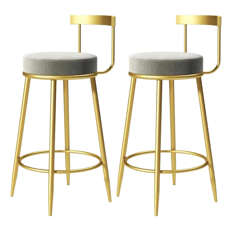 Modern Armless Backrest Counter Stool Iron Bedroom Bar Stool with Cushion Light Gray 2 Piece Set Clearhalo 'Bar Furniture' 'Bar Stools' 'bar_stools' 'furn' 'furn_bar_stools' 'furniture_bar_stools' 'Kitchen & Dining Furniture' 'kitchen&dining_furn' 'kitchen' 'kitchen_furn' Furniture' 4545360