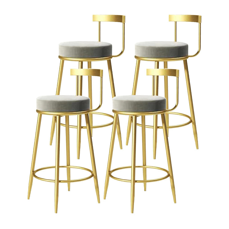 Modern Armless Backrest Counter Stool Iron Bedroom Bar Stool with Cushion Light Gray 4 Piece Set Clearhalo 'Bar Furniture' 'Bar Stools' 'bar_stools' 'furn' 'furn_bar_stools' 'furniture_bar_stools' 'Kitchen & Dining Furniture' 'kitchen&dining_furn' 'kitchen' 'kitchen_furn' Furniture' 4545362