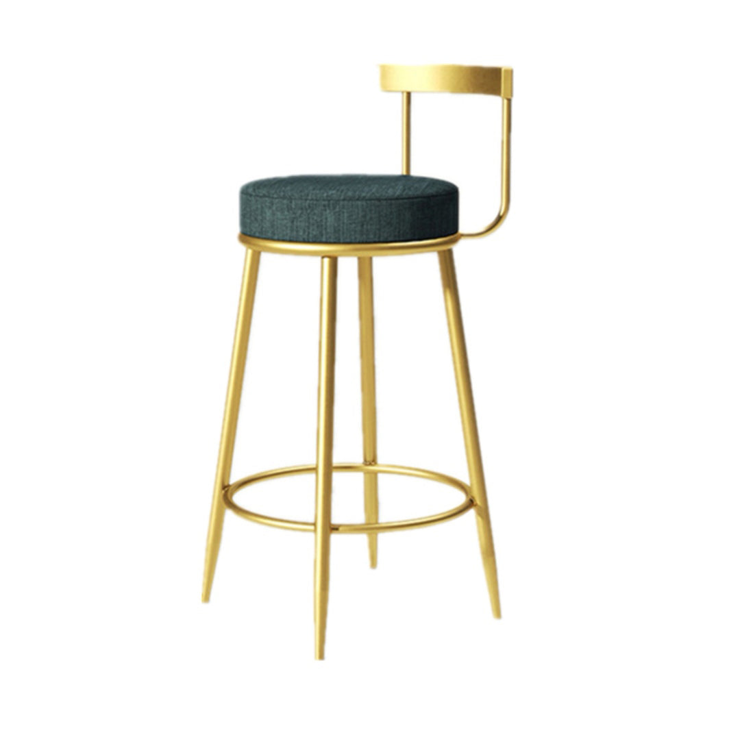 Modern Armless Backrest Counter Stool Iron Bedroom Bar Stool with Cushion Dark Blue 1 Piece Clearhalo 'Bar Furniture' 'Bar Stools' 'bar_stools' 'furn' 'furn_bar_stools' 'furniture_bar_stools' 'Kitchen & Dining Furniture' 'kitchen&dining_furn' 'kitchen' 'kitchen_furn' Furniture' 4545363