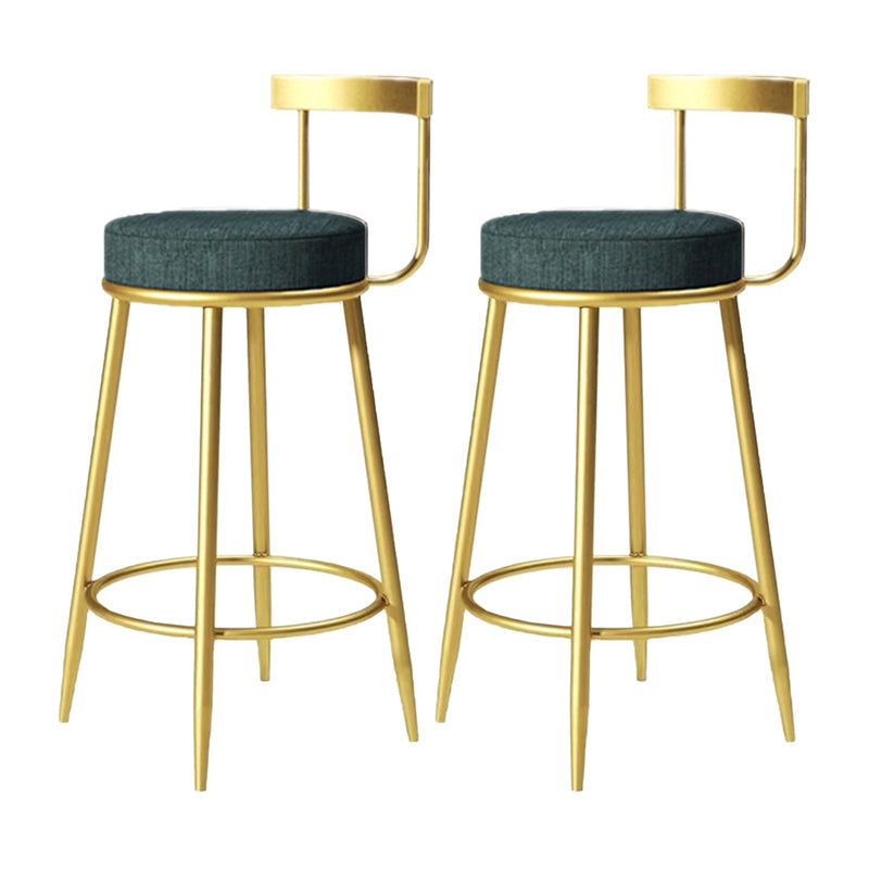 Modern Armless Backrest Counter Stool Iron Bedroom Bar Stool with Cushion Dark Blue 2 Piece Set Clearhalo 'Bar Furniture' 'Bar Stools' 'bar_stools' 'furn' 'furn_bar_stools' 'furniture_bar_stools' 'Kitchen & Dining Furniture' 'kitchen&dining_furn' 'kitchen' 'kitchen_furn' Furniture' 4545366