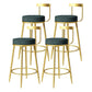Modern Armless Backrest Counter Stool Iron Bedroom Bar Stool with Cushion Dark Blue 4 Piece Set Clearhalo 'Bar Furniture' 'Bar Stools' 'bar_stools' 'furn' 'furn_bar_stools' 'furniture_bar_stools' 'Kitchen & Dining Furniture' 'kitchen&dining_furn' 'kitchen' 'kitchen_furn' Furniture' 4545367