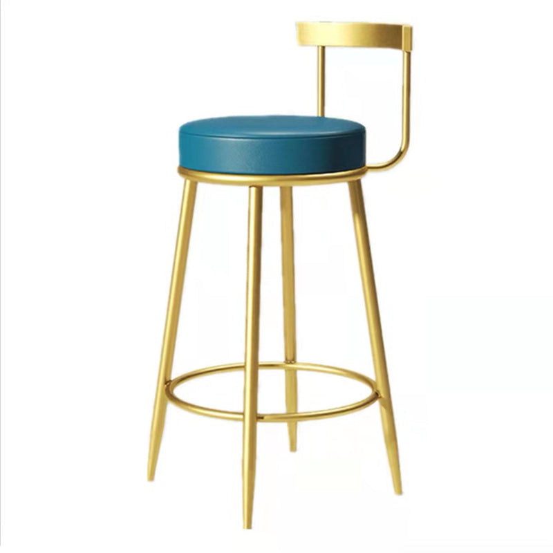 Modern Armless Backrest Counter Stool Iron Bedroom Bar Stool with Cushion Blue 1 Piece Clearhalo 'Bar Furniture' 'Bar Stools' 'bar_stools' 'furn' 'furn_bar_stools' 'furniture_bar_stools' 'Kitchen & Dining Furniture' 'kitchen&dining_furn' 'kitchen' 'kitchen_furn' Furniture' 4545370
