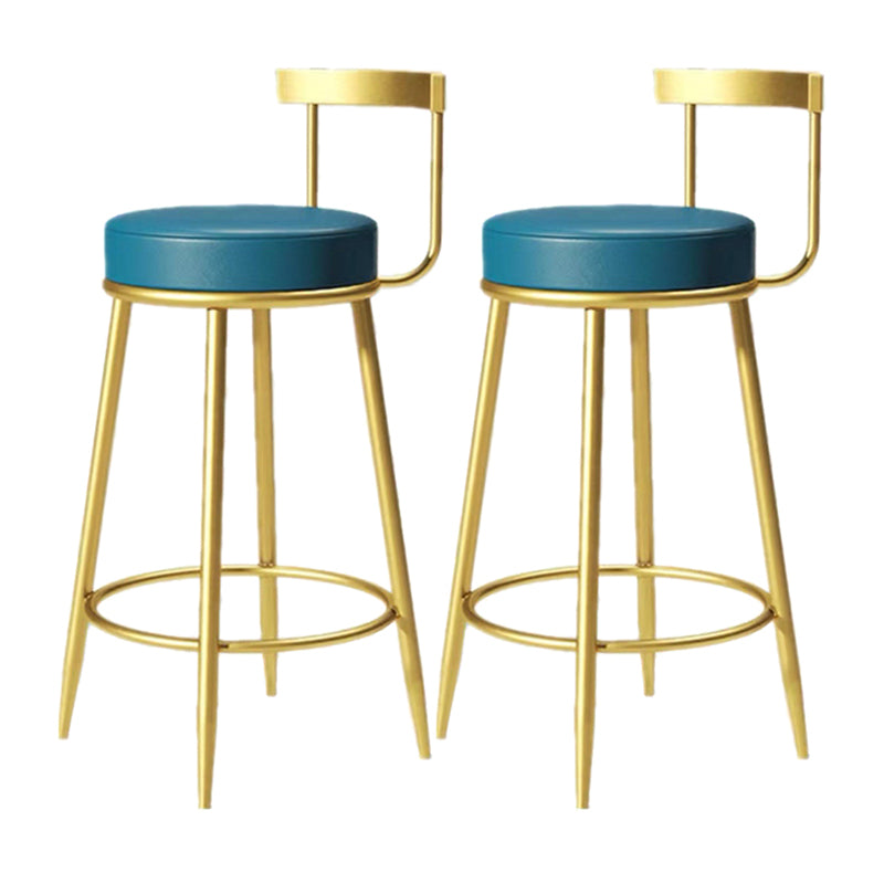 Modern Armless Backrest Counter Stool Iron Bedroom Bar Stool with Cushion Blue 2 Piece Set Clearhalo 'Bar Furniture' 'Bar Stools' 'bar_stools' 'furn' 'furn_bar_stools' 'furniture_bar_stools' 'Kitchen & Dining Furniture' 'kitchen&dining_furn' 'kitchen' 'kitchen_furn' Furniture' 4545371