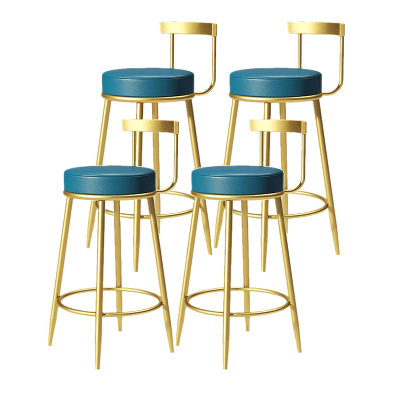 Modern Armless Backrest Counter Stool Iron Bedroom Bar Stool with Cushion Blue 4 Piece Set Clearhalo 'Bar Furniture' 'Bar Stools' 'bar_stools' 'furn' 'furn_bar_stools' 'furniture_bar_stools' 'Kitchen & Dining Furniture' 'kitchen&dining_furn' 'kitchen' 'kitchen_furn' Furniture' 4545374