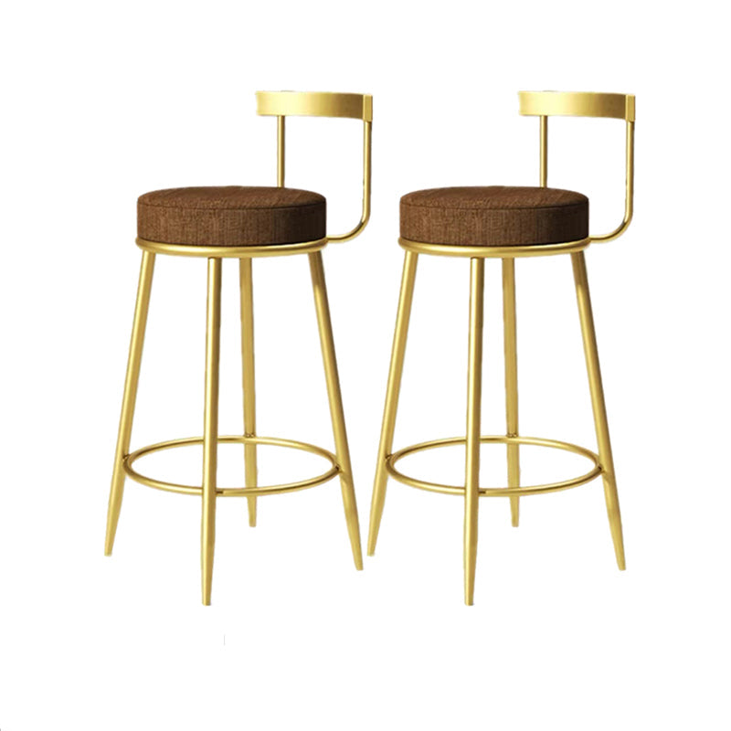 Modern Armless Backrest Counter Stool Iron Bedroom Bar Stool with Cushion Brown 2 Piece Set Clearhalo 'Bar Furniture' 'Bar Stools' 'bar_stools' 'furn' 'furn_bar_stools' 'furniture_bar_stools' 'Kitchen & Dining Furniture' 'kitchen&dining_furn' 'kitchen' 'kitchen_furn' Furniture' 4545377