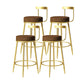 Modern Armless Backrest Counter Stool Iron Bedroom Bar Stool with Cushion Brown 4 Piece Set Clearhalo 'Bar Furniture' 'Bar Stools' 'bar_stools' 'furn' 'furn_bar_stools' 'furniture_bar_stools' 'Kitchen & Dining Furniture' 'kitchen&dining_furn' 'kitchen' 'kitchen_furn' Furniture' 4545379