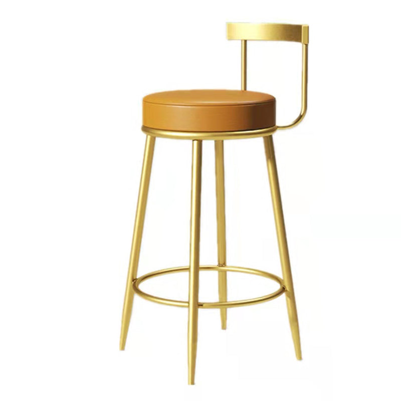 Modern Armless Backrest Counter Stool Iron Bedroom Bar Stool with Cushion Yellow 1 Piece Clearhalo 'Bar Furniture' 'Bar Stools' 'bar_stools' 'furn' 'furn_bar_stools' 'furniture_bar_stools' 'Kitchen & Dining Furniture' 'kitchen&dining_furn' 'kitchen' 'kitchen_furn' Furniture' 4545380