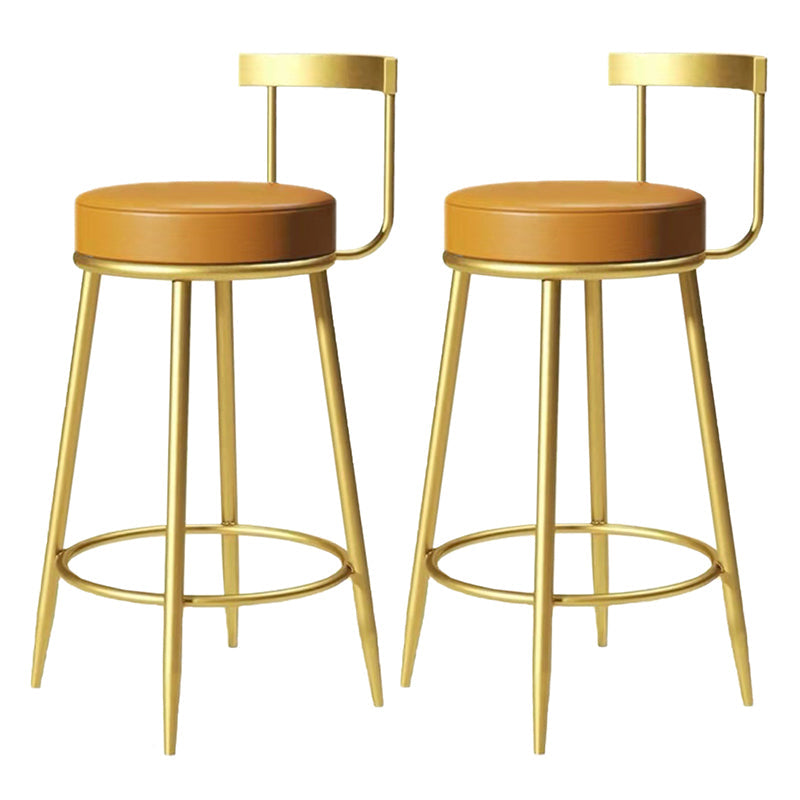 Modern Armless Backrest Counter Stool Iron Bedroom Bar Stool with Cushion Yellow 2 Piece Set Clearhalo 'Bar Furniture' 'Bar Stools' 'bar_stools' 'furn' 'furn_bar_stools' 'furniture_bar_stools' 'Kitchen & Dining Furniture' 'kitchen&dining_furn' 'kitchen' 'kitchen_furn' Furniture' 4545381