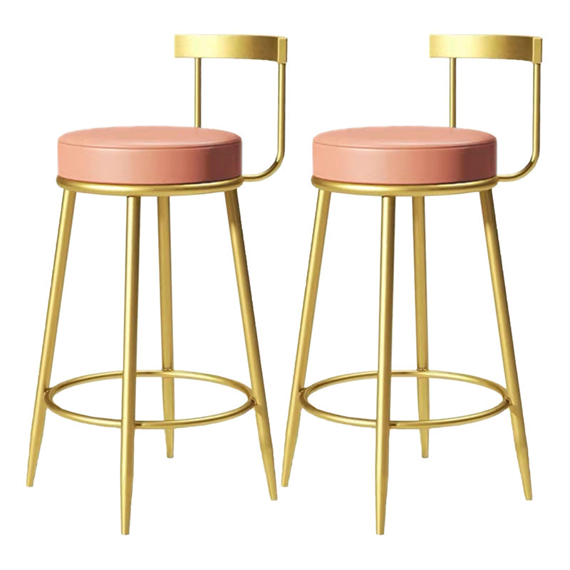 Modern Armless Backrest Counter Stool Iron Bedroom Bar Stool with Cushion Pink 2 Piece Set Clearhalo 'Bar Furniture' 'Bar Stools' 'bar_stools' 'furn' 'furn_bar_stools' 'furniture_bar_stools' 'Kitchen & Dining Furniture' 'kitchen&dining_furn' 'kitchen' 'kitchen_furn' Furniture' 4545384