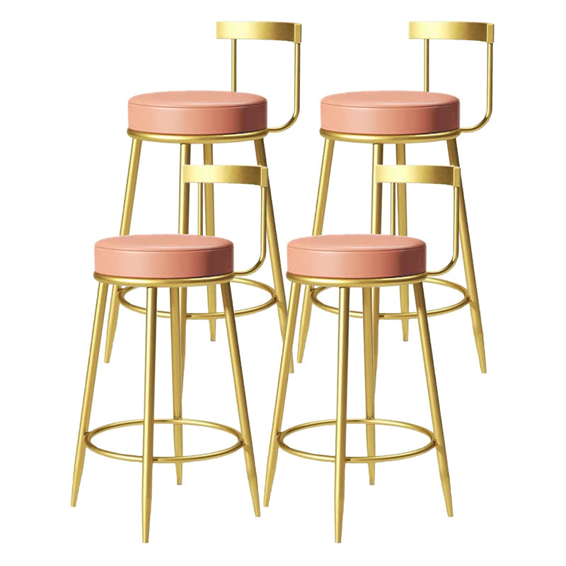 Modern Armless Backrest Counter Stool Iron Bedroom Bar Stool with Cushion Pink 4 Piece Set Clearhalo 'Bar Furniture' 'Bar Stools' 'bar_stools' 'furn' 'furn_bar_stools' 'furniture_bar_stools' 'Kitchen & Dining Furniture' 'kitchen&dining_furn' 'kitchen' 'kitchen_furn' Furniture' 4545385