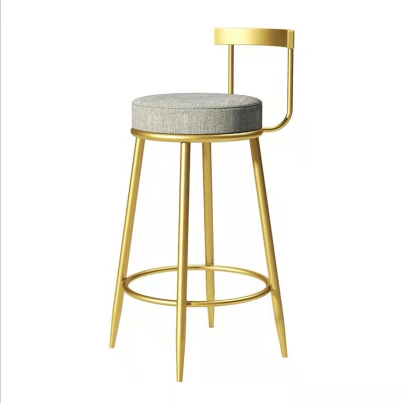 Modern Armless Backrest Counter Stool Iron Bedroom Bar Stool with Cushion Grey 1 Piece Clearhalo 'Bar Furniture' 'Bar Stools' 'bar_stools' 'furn' 'furn_bar_stools' 'furniture_bar_stools' 'Kitchen & Dining Furniture' 'kitchen&dining_furn' 'kitchen' 'kitchen_furn' Furniture' 4545386