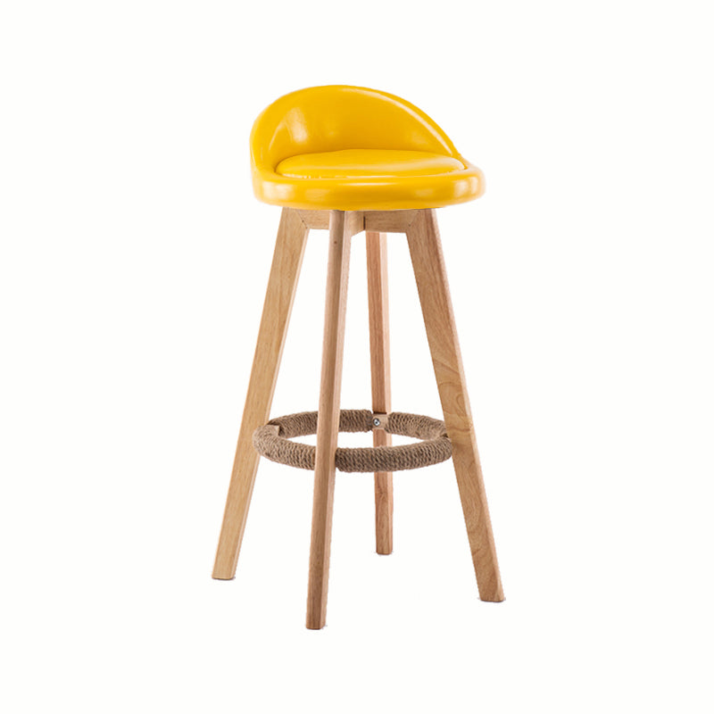 Modern Rotatable Backrest Counter Stool Wood Cafe Bar Stool with Cushion and Pedal Yellow 1 Piece Clearhalo 'Bar Furniture' 'Bar Stools' 'bar_stools' 'furn' 'furn_bar_stools' 'furniture_bar_stools' 'Kitchen & Dining Furniture' 'kitchen&dining_furn' 'kitchen' 'kitchen_furn' Furniture' 4545393