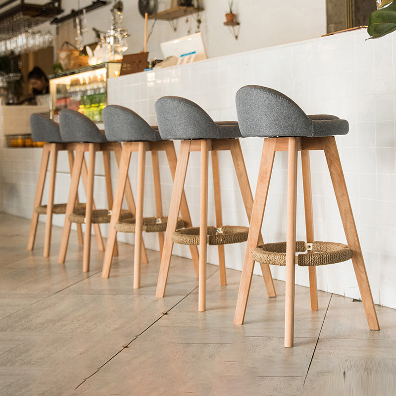 Modern Rotatable Backrest Counter Stool Wood Cafe Bar Stool with Cushion and Pedal Clearhalo 'Bar Furniture' 'Bar Stools' 'bar_stools' 'furn' 'furn_bar_stools' 'furniture_bar_stools' 'Kitchen & Dining Furniture' 'kitchen&dining_furn' 'kitchen' 'kitchen_furn' Furniture' 4545394