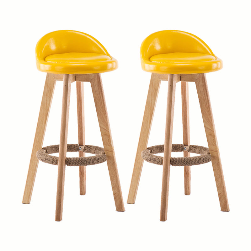 Modern Rotatable Backrest Counter Stool Wood Cafe Bar Stool with Cushion and Pedal Yellow 2 Piece Set Clearhalo 'Bar Furniture' 'Bar Stools' 'bar_stools' 'furn' 'furn_bar_stools' 'furniture_bar_stools' 'Kitchen & Dining Furniture' 'kitchen&dining_furn' 'kitchen' 'kitchen_furn' Furniture' 4545395