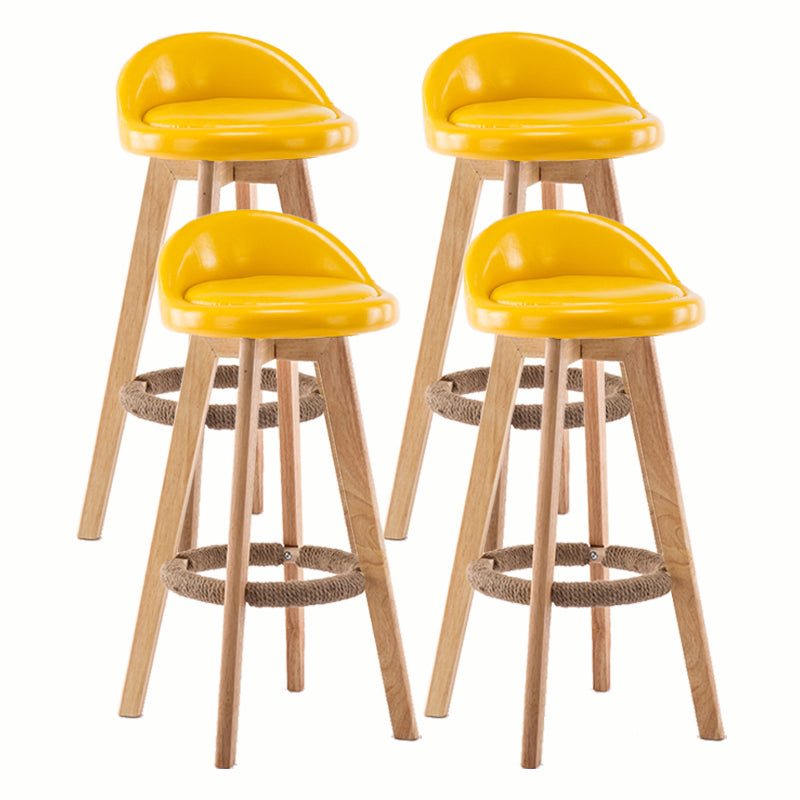 Modern Rotatable Backrest Counter Stool Wood Cafe Bar Stool with Cushion and Pedal Yellow 4 Piece Set Clearhalo 'Bar Furniture' 'Bar Stools' 'bar_stools' 'furn' 'furn_bar_stools' 'furniture_bar_stools' 'Kitchen & Dining Furniture' 'kitchen&dining_furn' 'kitchen' 'kitchen_furn' Furniture' 4545397