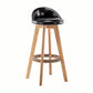 Modern Rotatable Backrest Counter Stool Wood Cafe Bar Stool with Cushion and Pedal Black 1 Piece Clearhalo 'Bar Furniture' 'Bar Stools' 'bar_stools' 'furn' 'furn_bar_stools' 'furniture_bar_stools' 'Kitchen & Dining Furniture' 'kitchen&dining_furn' 'kitchen' 'kitchen_furn' Furniture' 4545399