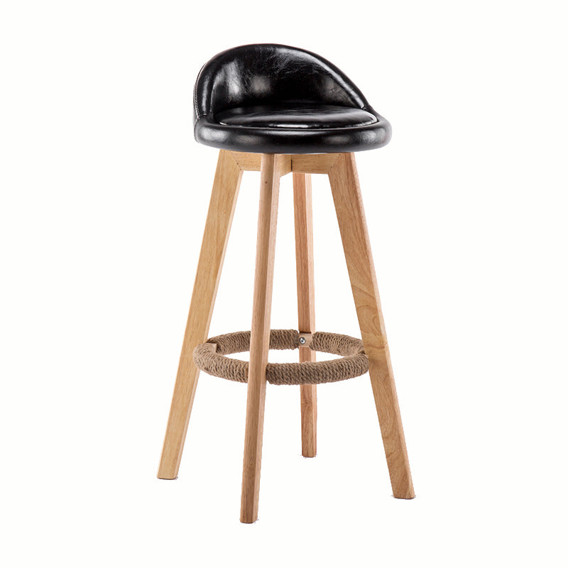 Modern Rotatable Backrest Counter Stool Wood Cafe Bar Stool with Cushion and Pedal Black 1 Piece Clearhalo 'Bar Furniture' 'Bar Stools' 'bar_stools' 'furn' 'furn_bar_stools' 'furniture_bar_stools' 'Kitchen & Dining Furniture' 'kitchen&dining_furn' 'kitchen' 'kitchen_furn' Furniture' 4545399