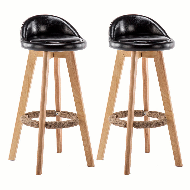 Modern Rotatable Backrest Counter Stool Wood Cafe Bar Stool with Cushion and Pedal Black 2 Piece Set Clearhalo 'Bar Furniture' 'Bar Stools' 'bar_stools' 'furn' 'furn_bar_stools' 'furniture_bar_stools' 'Kitchen & Dining Furniture' 'kitchen&dining_furn' 'kitchen' 'kitchen_furn' Furniture' 4545401