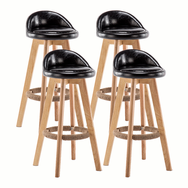 Modern Rotatable Backrest Counter Stool Wood Cafe Bar Stool with Cushion and Pedal Black 4 Piece Set Clearhalo 'Bar Furniture' 'Bar Stools' 'bar_stools' 'furn' 'furn_bar_stools' 'furniture_bar_stools' 'Kitchen & Dining Furniture' 'kitchen&dining_furn' 'kitchen' 'kitchen_furn' Furniture' 4545403
