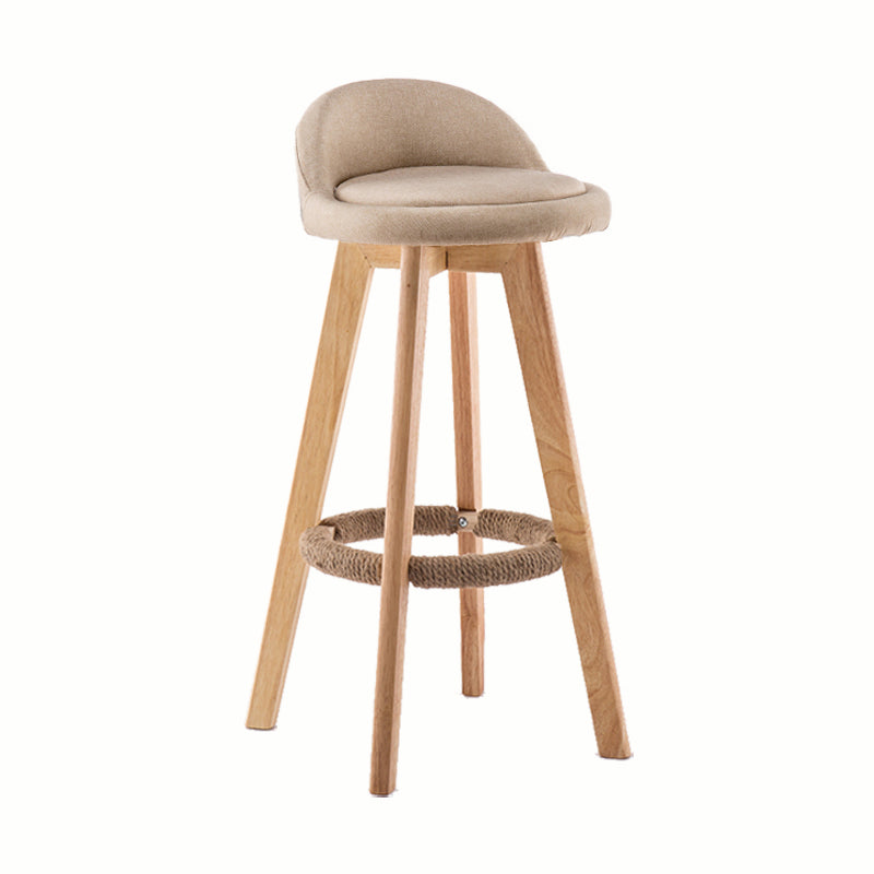 Modern Rotatable Backrest Counter Stool Wood Cafe Bar Stool with Cushion and Pedal Beige 1 Piece Clearhalo 'Bar Furniture' 'Bar Stools' 'bar_stools' 'furn' 'furn_bar_stools' 'furniture_bar_stools' 'Kitchen & Dining Furniture' 'kitchen&dining_furn' 'kitchen' 'kitchen_furn' Furniture' 4545405