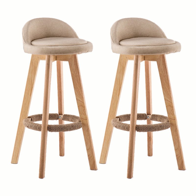 Modern Rotatable Backrest Counter Stool Wood Cafe Bar Stool with Cushion and Pedal Beige 2 Piece Set Clearhalo 'Bar Furniture' 'Bar Stools' 'bar_stools' 'furn' 'furn_bar_stools' 'furniture_bar_stools' 'Kitchen & Dining Furniture' 'kitchen&dining_furn' 'kitchen' 'kitchen_furn' Furniture' 4545406