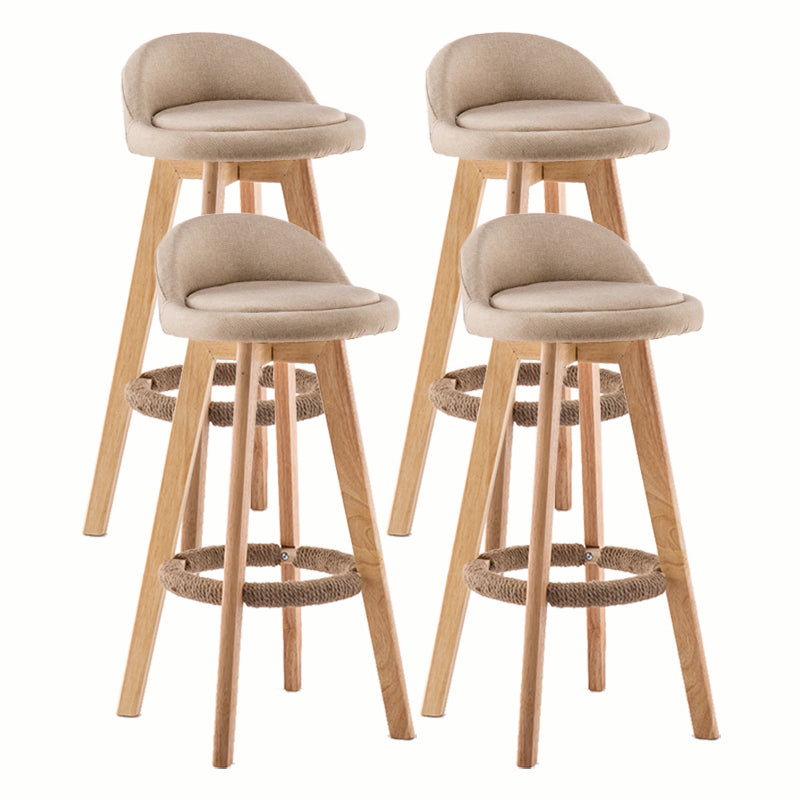 Modern Rotatable Backrest Counter Stool Wood Cafe Bar Stool with Cushion and Pedal Beige 4 Piece Set Clearhalo 'Bar Furniture' 'Bar Stools' 'bar_stools' 'furn' 'furn_bar_stools' 'furniture_bar_stools' 'Kitchen & Dining Furniture' 'kitchen&dining_furn' 'kitchen' 'kitchen_furn' Furniture' 4545408