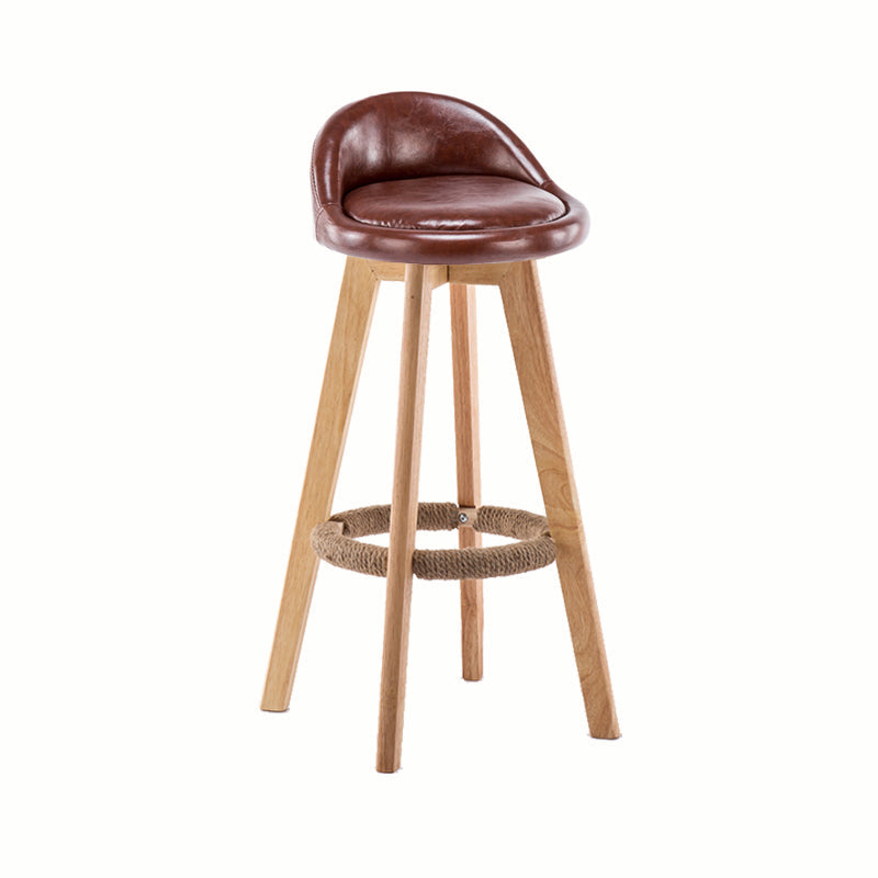 Modern Rotatable Backrest Counter Stool Wood Cafe Bar Stool with Cushion and Pedal Brown 1 Piece Clearhalo 'Bar Furniture' 'Bar Stools' 'bar_stools' 'furn' 'furn_bar_stools' 'furniture_bar_stools' 'Kitchen & Dining Furniture' 'kitchen&dining_furn' 'kitchen' 'kitchen_furn' Furniture' 4545410