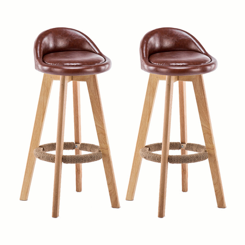Modern Rotatable Backrest Counter Stool Wood Cafe Bar Stool with Cushion and Pedal Brown 2 Piece Set Clearhalo 'Bar Furniture' 'Bar Stools' 'bar_stools' 'furn' 'furn_bar_stools' 'furniture_bar_stools' 'Kitchen & Dining Furniture' 'kitchen&dining_furn' 'kitchen' 'kitchen_furn' Furniture' 4545411