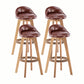 Modern Rotatable Backrest Counter Stool Wood Cafe Bar Stool with Cushion and Pedal Brown 4 Piece Set Clearhalo 'Bar Furniture' 'Bar Stools' 'bar_stools' 'furn' 'furn_bar_stools' 'furniture_bar_stools' 'Kitchen & Dining Furniture' 'kitchen&dining_furn' 'kitchen' 'kitchen_furn' Furniture' 4545412