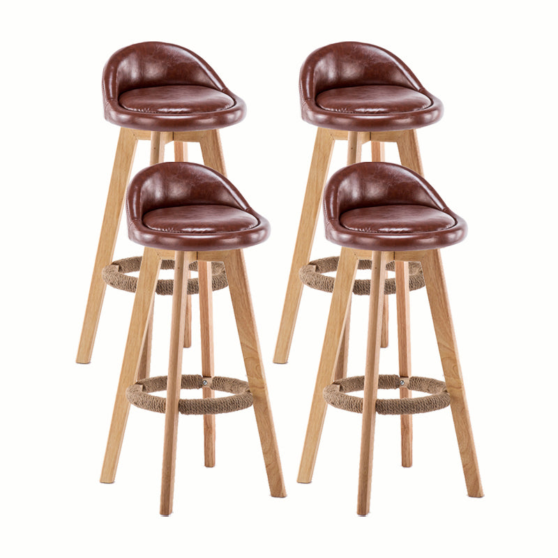 Modern Rotatable Backrest Counter Stool Wood Cafe Bar Stool with Cushion and Pedal Brown 4 Piece Set Clearhalo 'Bar Furniture' 'Bar Stools' 'bar_stools' 'furn' 'furn_bar_stools' 'furniture_bar_stools' 'Kitchen & Dining Furniture' 'kitchen&dining_furn' 'kitchen' 'kitchen_furn' Furniture' 4545412