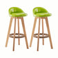 Modern Rotatable Backrest Counter Stool Wood Cafe Bar Stool with Cushion and Pedal Green 2 Piece Set Clearhalo 'Bar Furniture' 'Bar Stools' 'bar_stools' 'furn' 'furn_bar_stools' 'furniture_bar_stools' 'Kitchen & Dining Furniture' 'kitchen&dining_furn' 'kitchen' 'kitchen_furn' Furniture' 4545414