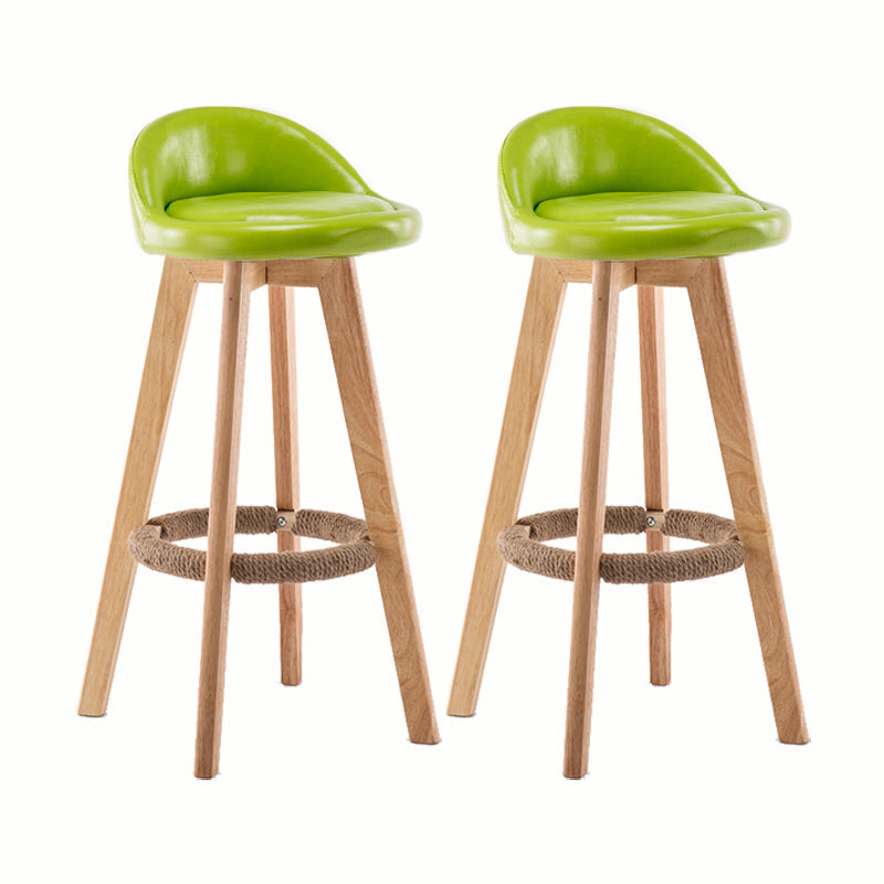 Modern Rotatable Backrest Counter Stool Wood Cafe Bar Stool with Cushion and Pedal Green 2 Piece Set Clearhalo 'Bar Furniture' 'Bar Stools' 'bar_stools' 'furn' 'furn_bar_stools' 'furniture_bar_stools' 'Kitchen & Dining Furniture' 'kitchen&dining_furn' 'kitchen' 'kitchen_furn' Furniture' 4545414