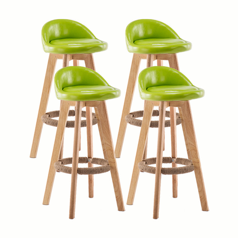 Modern Rotatable Backrest Counter Stool Wood Cafe Bar Stool with Cushion and Pedal Green 4 Piece Set Clearhalo 'Bar Furniture' 'Bar Stools' 'bar_stools' 'furn' 'furn_bar_stools' 'furniture_bar_stools' 'Kitchen & Dining Furniture' 'kitchen&dining_furn' 'kitchen' 'kitchen_furn' Furniture' 4545415
