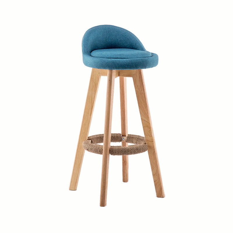 Modern Rotatable Backrest Counter Stool Wood Cafe Bar Stool with Cushion and Pedal Dark Blue 1 Piece Clearhalo 'Bar Furniture' 'Bar Stools' 'bar_stools' 'furn' 'furn_bar_stools' 'furniture_bar_stools' 'Kitchen & Dining Furniture' 'kitchen&dining_furn' 'kitchen' 'kitchen_furn' Furniture' 4545416