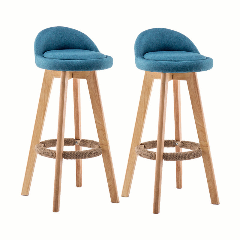 Modern Rotatable Backrest Counter Stool Wood Cafe Bar Stool with Cushion and Pedal Dark Blue 2 Piece Set Clearhalo 'Bar Furniture' 'Bar Stools' 'bar_stools' 'furn' 'furn_bar_stools' 'furniture_bar_stools' 'Kitchen & Dining Furniture' 'kitchen&dining_furn' 'kitchen' 'kitchen_furn' Furniture' 4545417