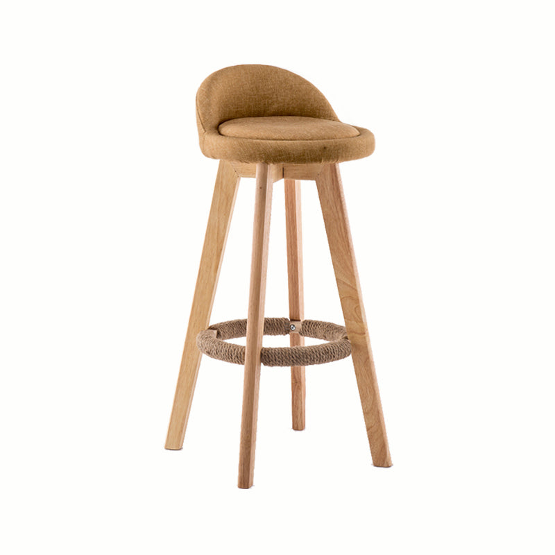 Modern Rotatable Backrest Counter Stool Wood Cafe Bar Stool with Cushion and Pedal Khaki 1 Piece Clearhalo 'Bar Furniture' 'Bar Stools' 'bar_stools' 'furn' 'furn_bar_stools' 'furniture_bar_stools' 'Kitchen & Dining Furniture' 'kitchen&dining_furn' 'kitchen' 'kitchen_furn' Furniture' 4545419