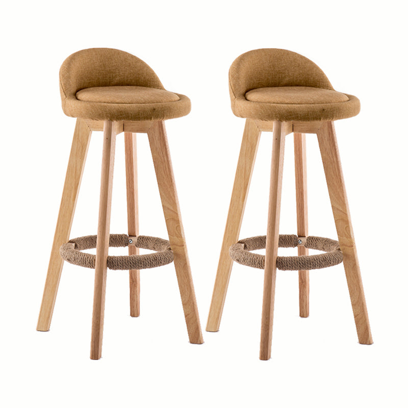 Modern Rotatable Backrest Counter Stool Wood Cafe Bar Stool with Cushion and Pedal Khaki 2 Piece Set Clearhalo 'Bar Furniture' 'Bar Stools' 'bar_stools' 'furn' 'furn_bar_stools' 'furniture_bar_stools' 'Kitchen & Dining Furniture' 'kitchen&dining_furn' 'kitchen' 'kitchen_furn' Furniture' 4545420