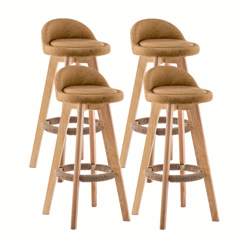 Modern Rotatable Backrest Counter Stool Wood Cafe Bar Stool with Cushion and Pedal Khaki 4 Piece Set Clearhalo 'Bar Furniture' 'Bar Stools' 'bar_stools' 'furn' 'furn_bar_stools' 'furniture_bar_stools' 'Kitchen & Dining Furniture' 'kitchen&dining_furn' 'kitchen' 'kitchen_furn' Furniture' 4545421