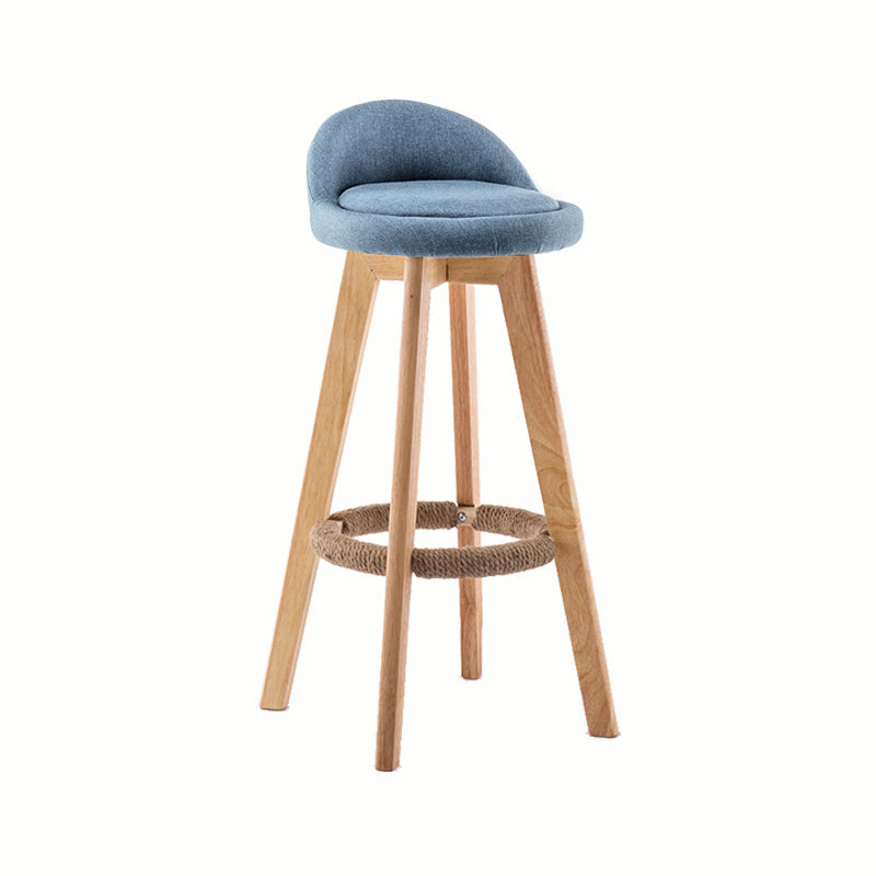 Modern Rotatable Backrest Counter Stool Wood Cafe Bar Stool with Cushion and Pedal Light Blue 1 Piece Clearhalo 'Bar Furniture' 'Bar Stools' 'bar_stools' 'furn' 'furn_bar_stools' 'furniture_bar_stools' 'Kitchen & Dining Furniture' 'kitchen&dining_furn' 'kitchen' 'kitchen_furn' Furniture' 4545422