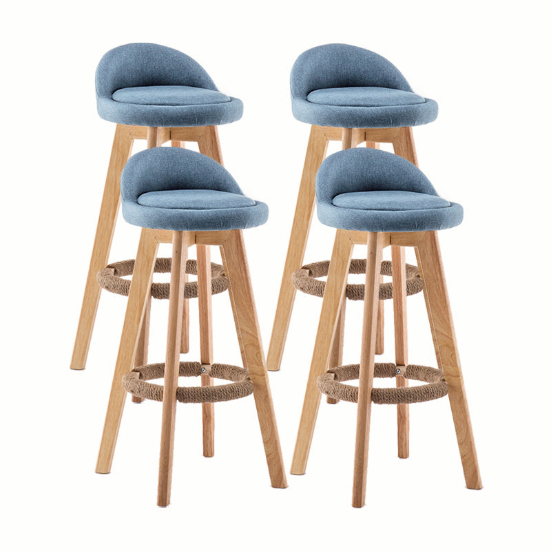Modern Rotatable Backrest Counter Stool Wood Cafe Bar Stool with Cushion and Pedal Light Blue 4 Piece Set Clearhalo 'Bar Furniture' 'Bar Stools' 'bar_stools' 'furn' 'furn_bar_stools' 'furniture_bar_stools' 'Kitchen & Dining Furniture' 'kitchen&dining_furn' 'kitchen' 'kitchen_furn' Furniture' 4545424