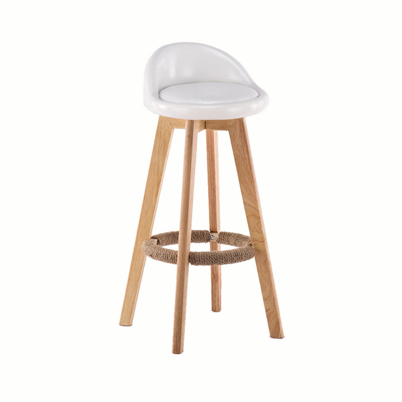 Modern Rotatable Backrest Counter Stool Wood Cafe Bar Stool with Cushion and Pedal White 1 Piece Clearhalo 'Bar Furniture' 'Bar Stools' 'bar_stools' 'furn' 'furn_bar_stools' 'furniture_bar_stools' 'Kitchen & Dining Furniture' 'kitchen&dining_furn' 'kitchen' 'kitchen_furn' Furniture' 4545425