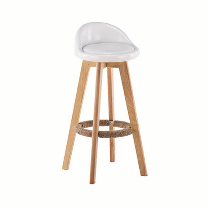 Modern Rotatable Backrest Counter Stool Wood Cafe Bar Stool with Cushion and Pedal White 1 Piece Clearhalo 'Bar Furniture' 'Bar Stools' 'bar_stools' 'furn' 'furn_bar_stools' 'furniture_bar_stools' 'Kitchen & Dining Furniture' 'kitchen&dining_furn' 'kitchen' 'kitchen_furn' Furniture' 4545425