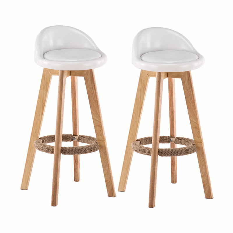 Modern Rotatable Backrest Counter Stool Wood Cafe Bar Stool with Cushion and Pedal White 2 Piece Set Clearhalo 'Bar Furniture' 'Bar Stools' 'bar_stools' 'furn' 'furn_bar_stools' 'furniture_bar_stools' 'Kitchen & Dining Furniture' 'kitchen&dining_furn' 'kitchen' 'kitchen_furn' Furniture' 4545426
