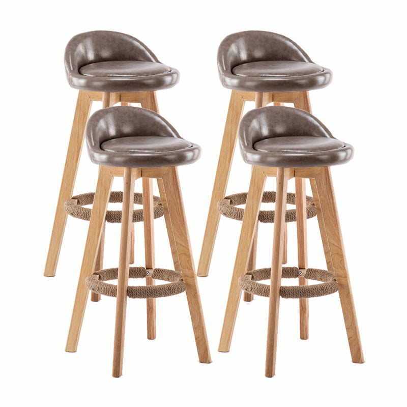 Modern Rotatable Backrest Counter Stool Wood Cafe Bar Stool with Cushion and Pedal Dark Gray 4 Piece Set Clearhalo 'Bar Furniture' 'Bar Stools' 'bar_stools' 'furn' 'furn_bar_stools' 'furniture_bar_stools' 'Kitchen & Dining Furniture' 'kitchen&dining_furn' 'kitchen' 'kitchen_furn' Furniture' 4545430