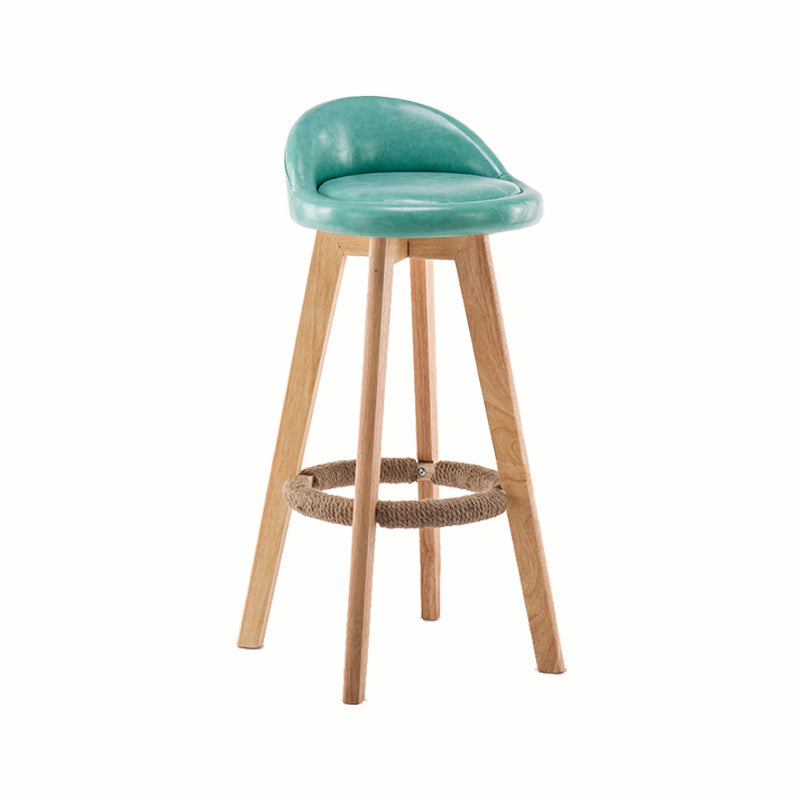 Modern Rotatable Backrest Counter Stool Wood Cafe Bar Stool with Cushion and Pedal Ocean Blue 1 Piece Clearhalo 'Bar Furniture' 'Bar Stools' 'bar_stools' 'furn' 'furn_bar_stools' 'furniture_bar_stools' 'Kitchen & Dining Furniture' 'kitchen&dining_furn' 'kitchen' 'kitchen_furn' Furniture' 4545431