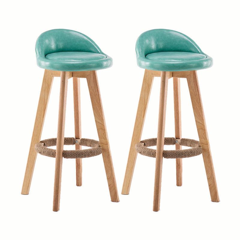 Modern Rotatable Backrest Counter Stool Wood Cafe Bar Stool with Cushion and Pedal Ocean Blue 2 Piece Set Clearhalo 'Bar Furniture' 'Bar Stools' 'bar_stools' 'furn' 'furn_bar_stools' 'furniture_bar_stools' 'Kitchen & Dining Furniture' 'kitchen&dining_furn' 'kitchen' 'kitchen_furn' Furniture' 4545432