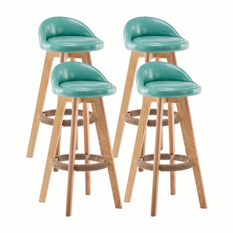Modern Rotatable Backrest Counter Stool Wood Cafe Bar Stool with Cushion and Pedal Ocean Blue 4 Piece Set Clearhalo 'Bar Furniture' 'Bar Stools' 'bar_stools' 'furn' 'furn_bar_stools' 'furniture_bar_stools' 'Kitchen & Dining Furniture' 'kitchen&dining_furn' 'kitchen' 'kitchen_furn' Furniture' 4545433