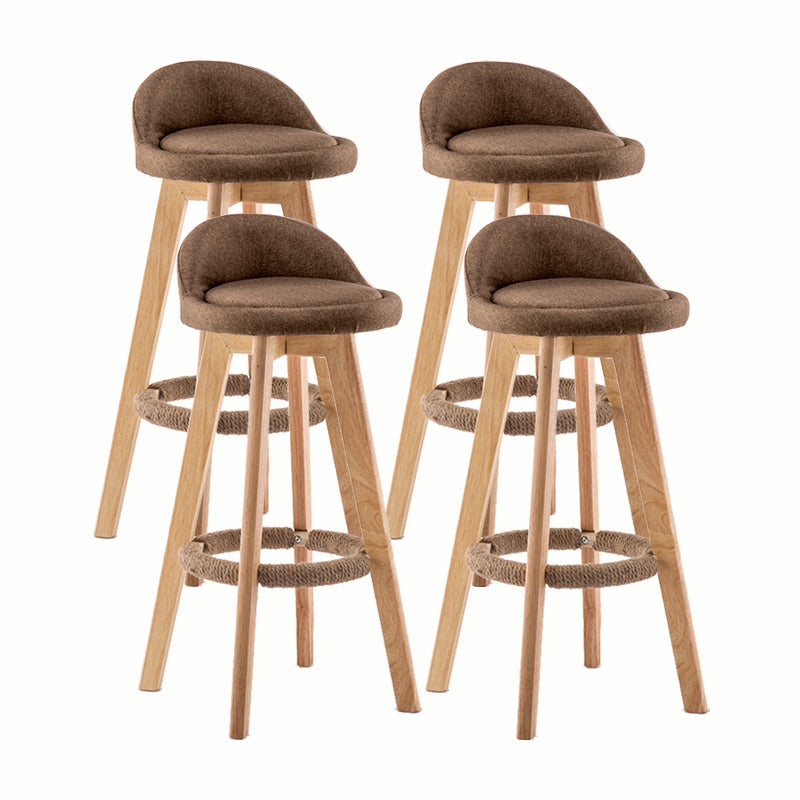 Modern Rotatable Backrest Counter Stool Wood Cafe Bar Stool with Cushion and Pedal Coffee 4 Piece Set Clearhalo 'Bar Furniture' 'Bar Stools' 'bar_stools' 'furn' 'furn_bar_stools' 'furniture_bar_stools' 'Kitchen & Dining Furniture' 'kitchen&dining_furn' 'kitchen' 'kitchen_furn' Furniture' 4545436